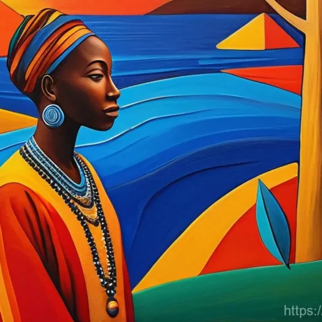 중앙아프리카 공화국 유명 예술가 - **Prompt 1: "Vibrant Central African Contemplation"**
"A vibrant, semi-abstract painting in the ...