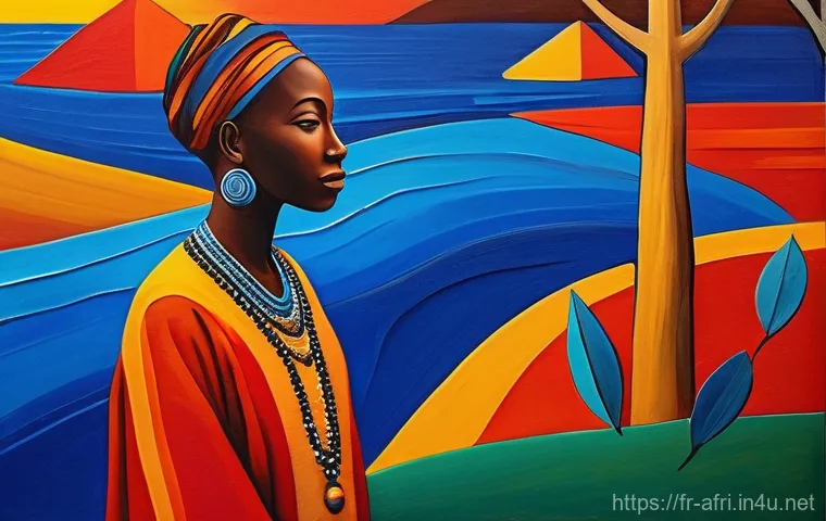 중앙아프리카 공화국 유명 예술가 - **Prompt 1: "Vibrant Central African Contemplation"**
    "A vibrant, semi-abstract painting in the ...