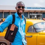 중앙아프리카 공화국 공항 정보 - **"A vibrant and welcoming scene at the modernized Bangui M'Poko International Airport in the Centra...