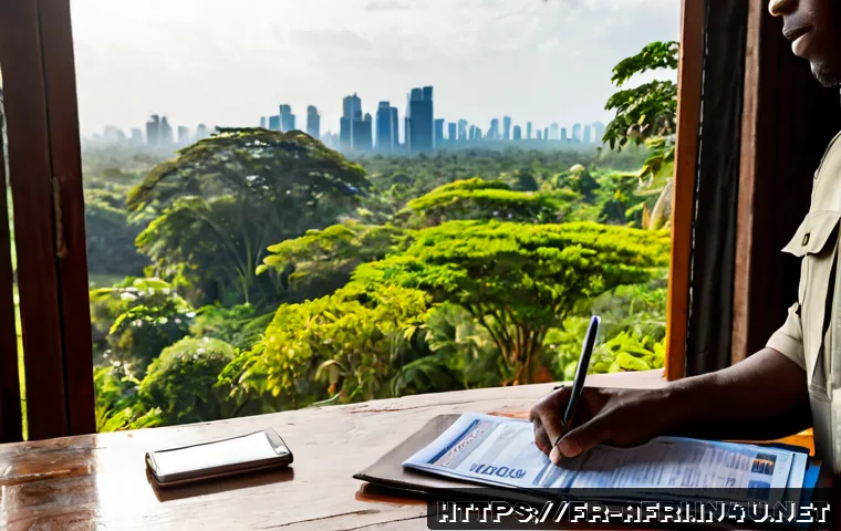 중앙아프리카 공화국 여행자 보험 - Photorealistic travel insurance concept for a French-speaking traveler in the Central African Republ...