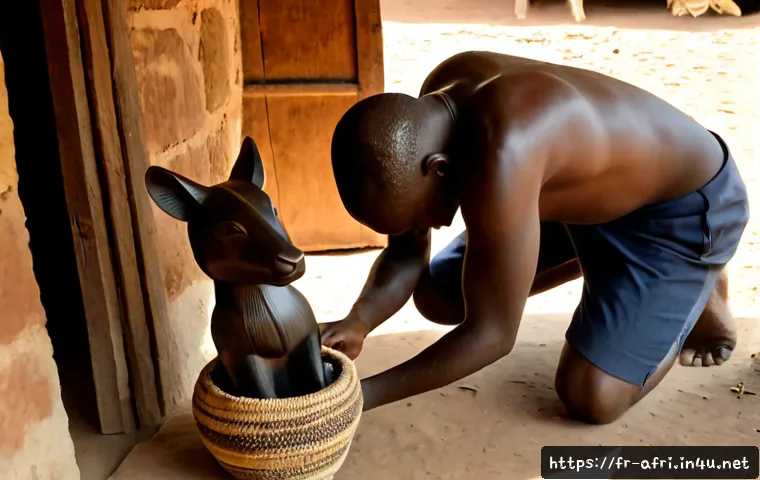 중앙아프리카 공화국 공예품 - Photorealistic artisan workshop in Bangui, Central African Republic, a skilled craftsperson carving ...