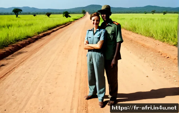 Home 17 중앙아프리카 공화국 여행 시기 추천 - Photorealistic dry-season travel scene in the Central African Republic, a French-speaking couple in ...